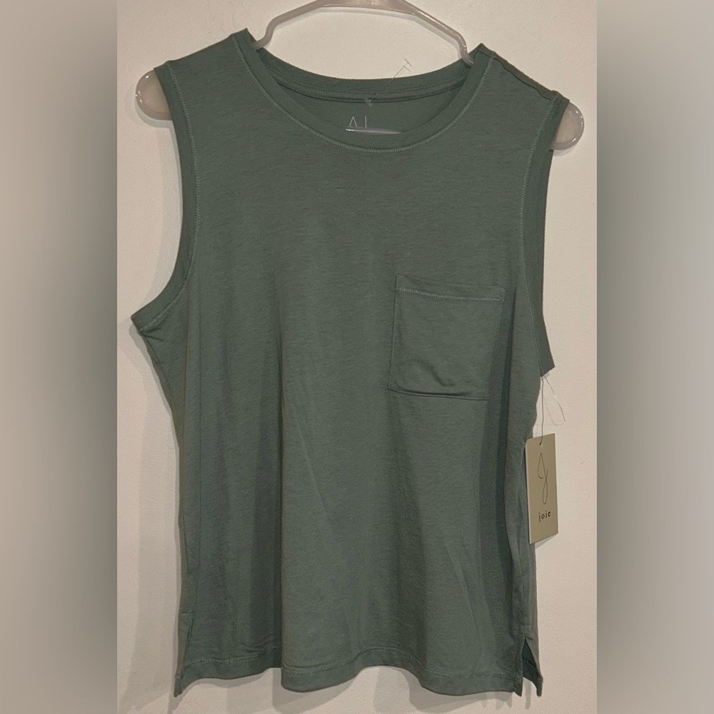 NWT Joie Sage Green Pocket  Muscle Tee Sz M